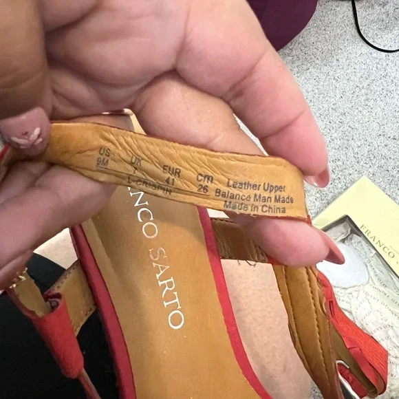 Franco Sarto red wedge sandals strappy - Picture 4 of 6